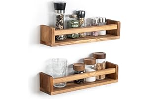 FUN MEMORIES Nursery Floating Shelf Set of 2, 16 inch Wall Bookshelf for Kids, Rustic Wood Picture Ledge Shelf for Bedroom, Bathroom, Living Room, Photo Frames, Office Decor-Brown