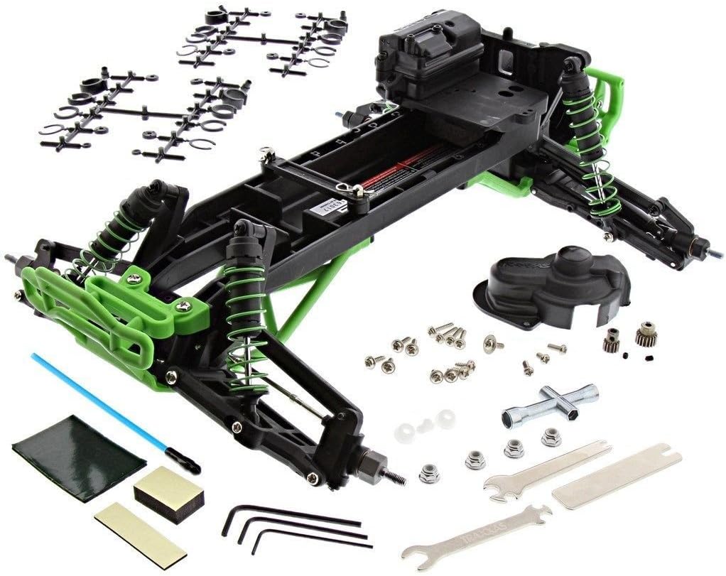 TRAXXAS GREEN SKULLY ROLLING CHASSIS THIS CHASSIS CAN BE CONVERTED TO A STAMPEDE IF YOU LIKE