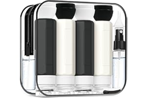 Redfly 17PCS Travel Bottles for Toiletries, TSA Approved Leak Proof Refillable Travel Size Containers, Silicone Travel Kit for Shampoo, Conditioner, Lotion & Creams Black&White