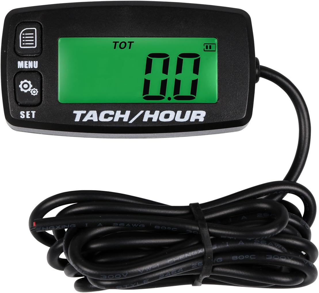 Searon Backlit Digital Tach Hour Meter Tachometer for Small Engine Boat Generator Lawn Mower