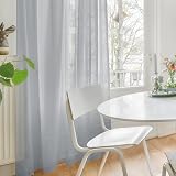Deconovo Set of 2 Transparent Curtains Grey 260 x 140 cm Eyelet Voile view 2