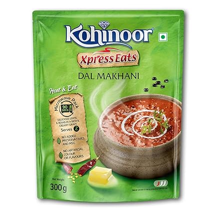 Kohinoor Xpress Eats, Ready-to-Eat Dal Makhani, 300g Microwave Pack