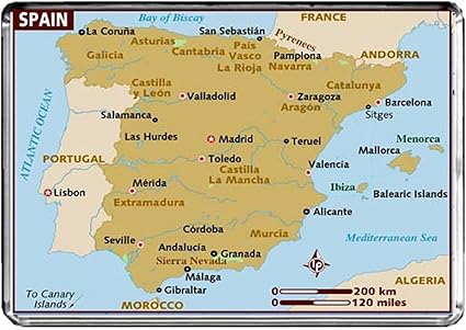 Lfc M190 Carte De L Espagne Refrigerateur Aimant Espagne Voyage Refrigerateur Aimant Amazon Fr Cuisine Maison