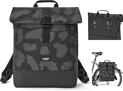 LARKSON Fahrradtaschen für Gepäckträger Damen & Herren Grau Leo - Tammo Bike - 2 in 1 Fahrrad Tasche Rucksack & Gepäckträgertasche Hinten - Wasserabweisend