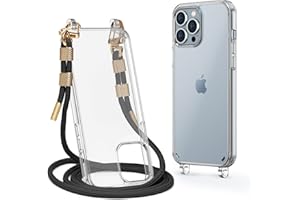 Lawonda Clear Case for iPhone 13 Pro, Crossbody Adjustable Neck Shoulder Lanyard Strap Shockproof Protective Transparent Lanyard Phone Case for 13 Pro 6.1 Inch Black