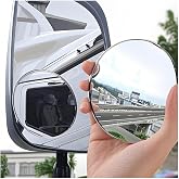 2Pcs Large Stick-on Blind Spot Car Mirror, 3.75" Convex Rear View Mirrors | Non-Adjustable Big Round HD Glass Blindspot Convex Rearview Mirror for Car, an, SUV and Trucks