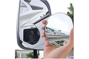 2Pcs Large Stick-on Blind Spot Car Mirror, 3.75 Inch Non-Adjustable Big Round Convex Rear View Mirrors, HD Glass Blindspot Co