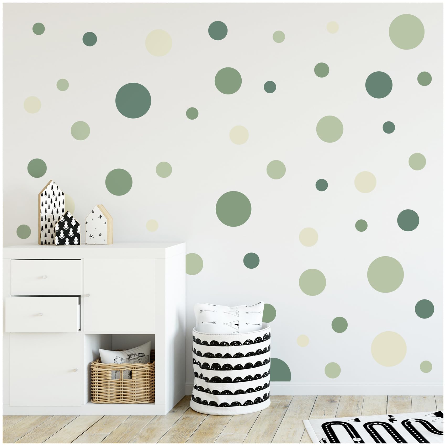 yabaduu 100 Adhesive Dots Circles Dots Wall Sticker Children's Room Bedroom Baby Room Sticker Film Decoration Self-Adhesive for Boys Girls Pastel (Y035-12 Forest Green)