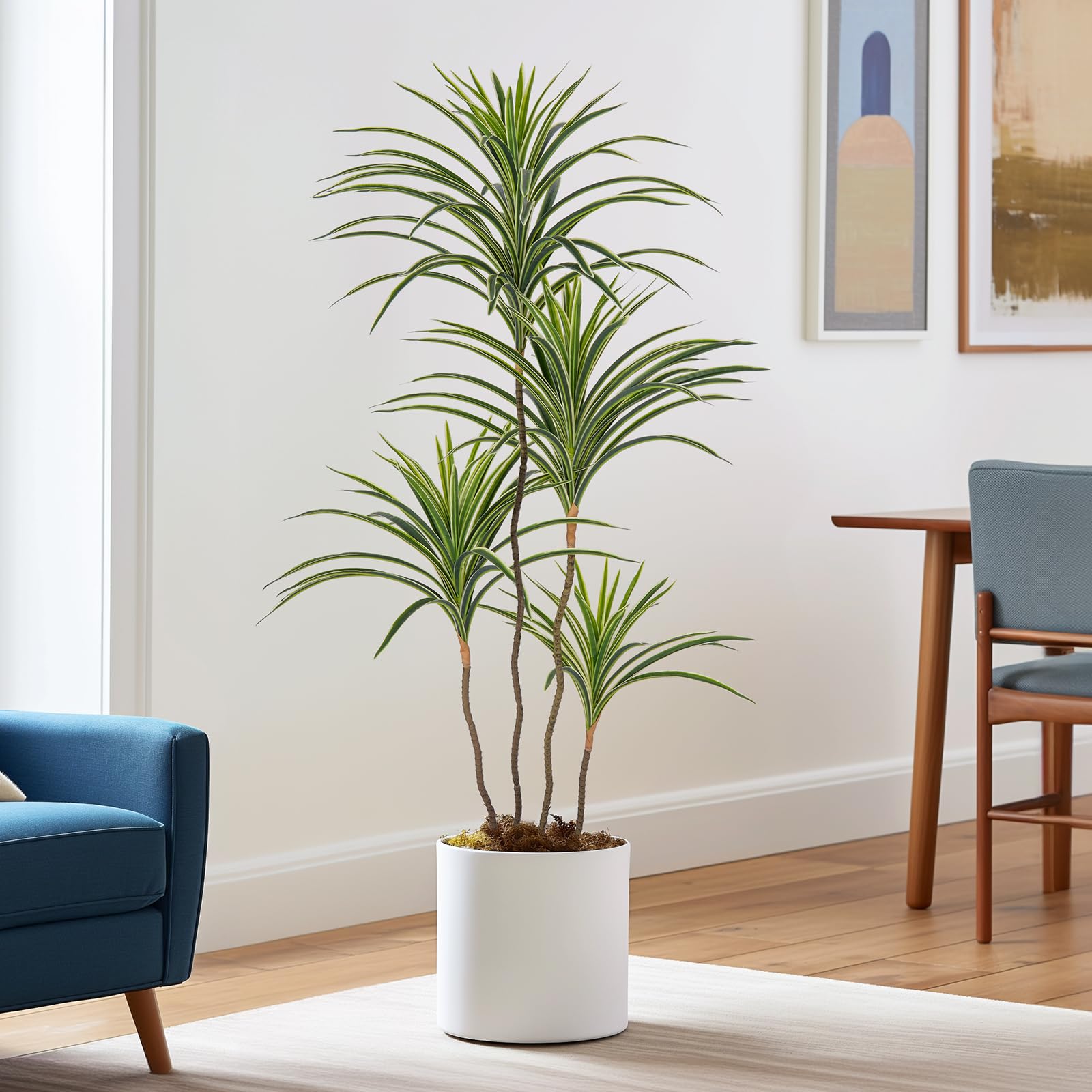 Photo 1 of YEPDIN Artificial Dracaena Plants Indoor, 4 ft Faux Tropical Floor Plants Indoor, Tall Fake Yucca Silk Tree in Pot, Artificial Trees for Home Office Decor Indoor Outdoor Housewarming Gift