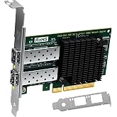 2X 10Gb/s SFP+ Fiber Ports Converged Ethernet Adapter for Servers, and Desktop PCs. PCIE x8 Interface to Dual 10GbE SFP+ Ports NIC Card, Intel 82599ES 10GbE Ethernet Controller (X520-DA2)