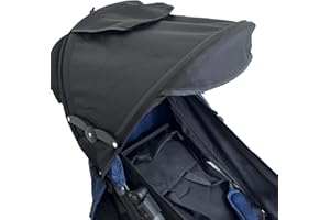 TOPOQ Universal Stroller Sun Shade Cover Stroller Canopy Awning for Pushchair Pram Baby Buggy Parasol Sun Umbrella with Pockets Mesh Window Adjustable Retractable