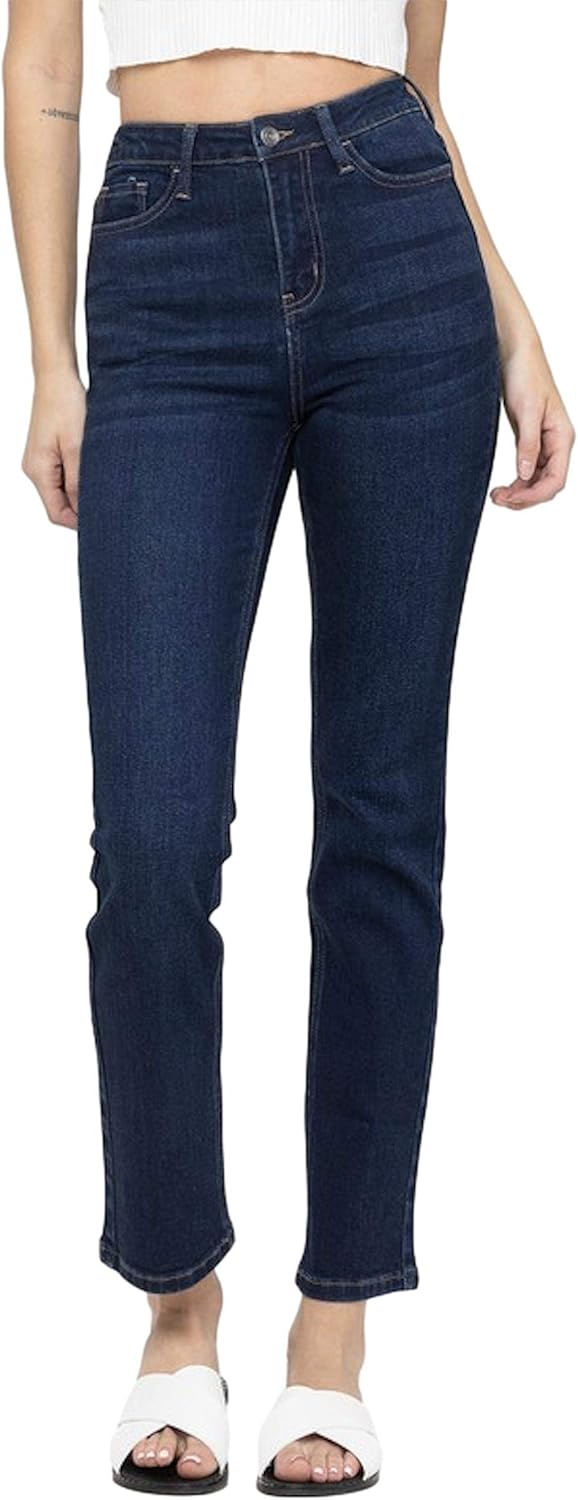 Vervet by Flying Monkey Women's Dark Wash High Rise Straight Ankle