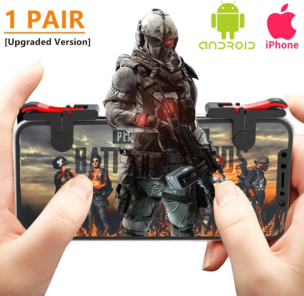Teepao Mobile Game Controller for PUBG - [9.0 Newest Upgrade] Sensitive Shoot Fire and Aim Buttons L1R1 4 Fingers Control for Knives Out/PUBG/Rules of Survival For Android IPhone