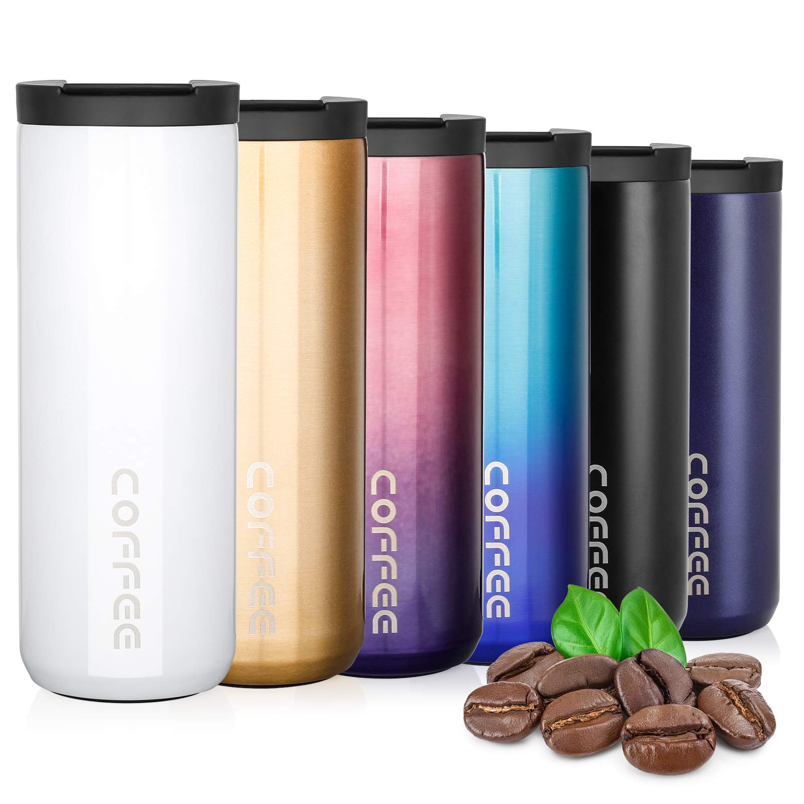 Lalafancy Insulated Coffee Cup 350ml/500ml Vacuum Double Walled Travel Mug Stainless Steel with Leakproof Lid, Car Coffee Mug for Hot and Cold Water and Tea