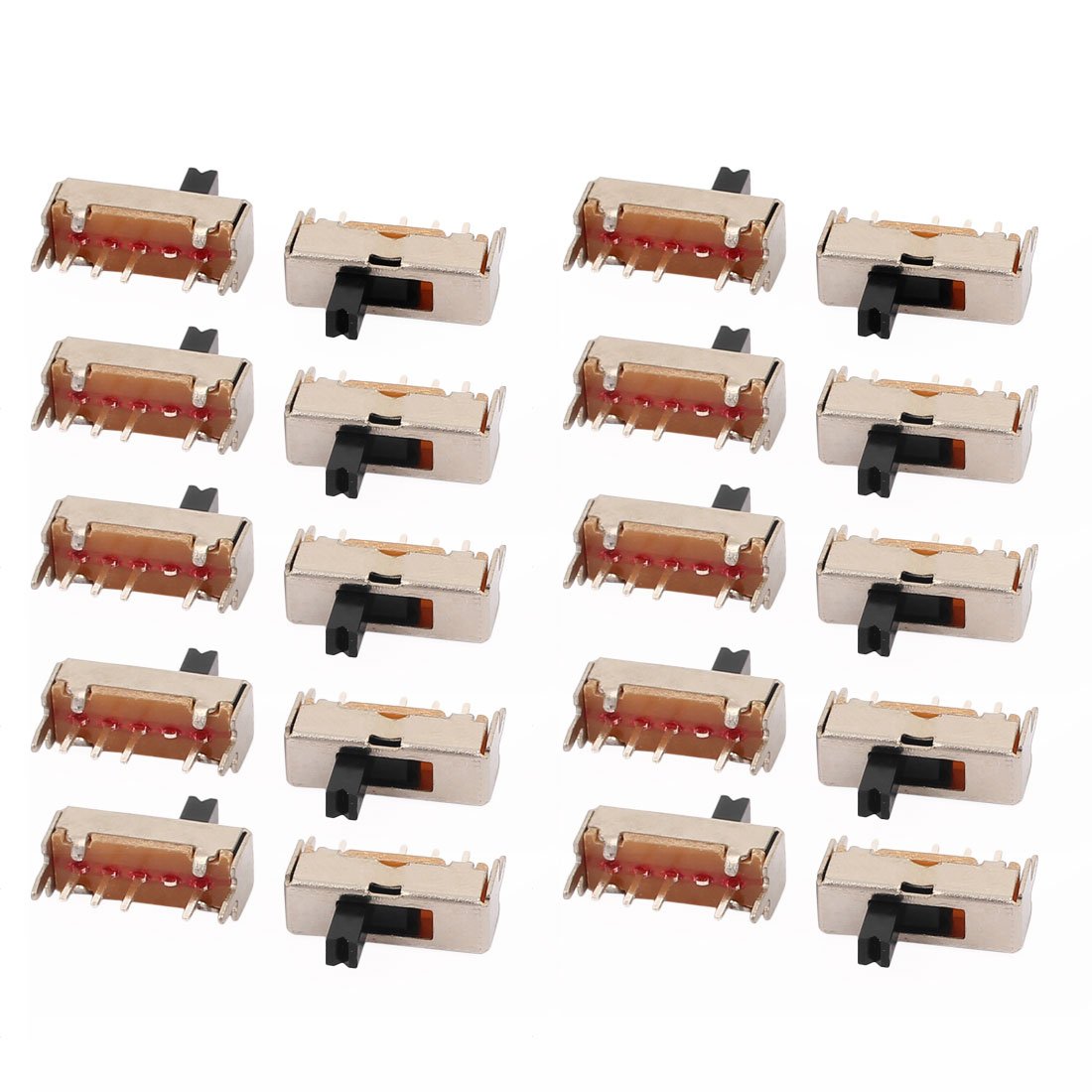 Sourcingmap 20Pcs 3 Position 4P 1P3T Panel Mount Mini Slide Switch Latching Switch