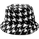 Winter Fluffy Fuzzy Bucket Hat Plush Furry Faux Fur Fisherman Hats Warm Hat for Women