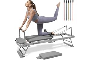 SENDIAN Foldable Pilates Equipment for Home Workouts,Pilates Reformer Machine for Home and Gym, Pilates Exercise Equipment with Jump Board, Additional 5 Color Cords