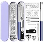 Capsule Filling Machine Tray Kit - 12Pcs Powder Filler Tools - Home and Lab | Capsules Holder and Tamper - Empty Gel Maker Tool - Tiny Scoops Spatula Micro Spoon Funnel - Quick Fill Size #000 00 0 1 2 3