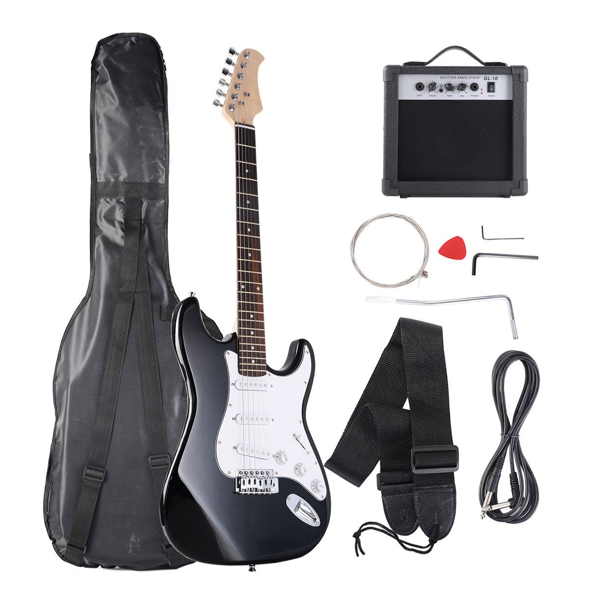 Goplus Full Size Black/White Electric Guitar+10W Amp+Strap+Cord+Gigbag New 9 71VnN7abX6L
