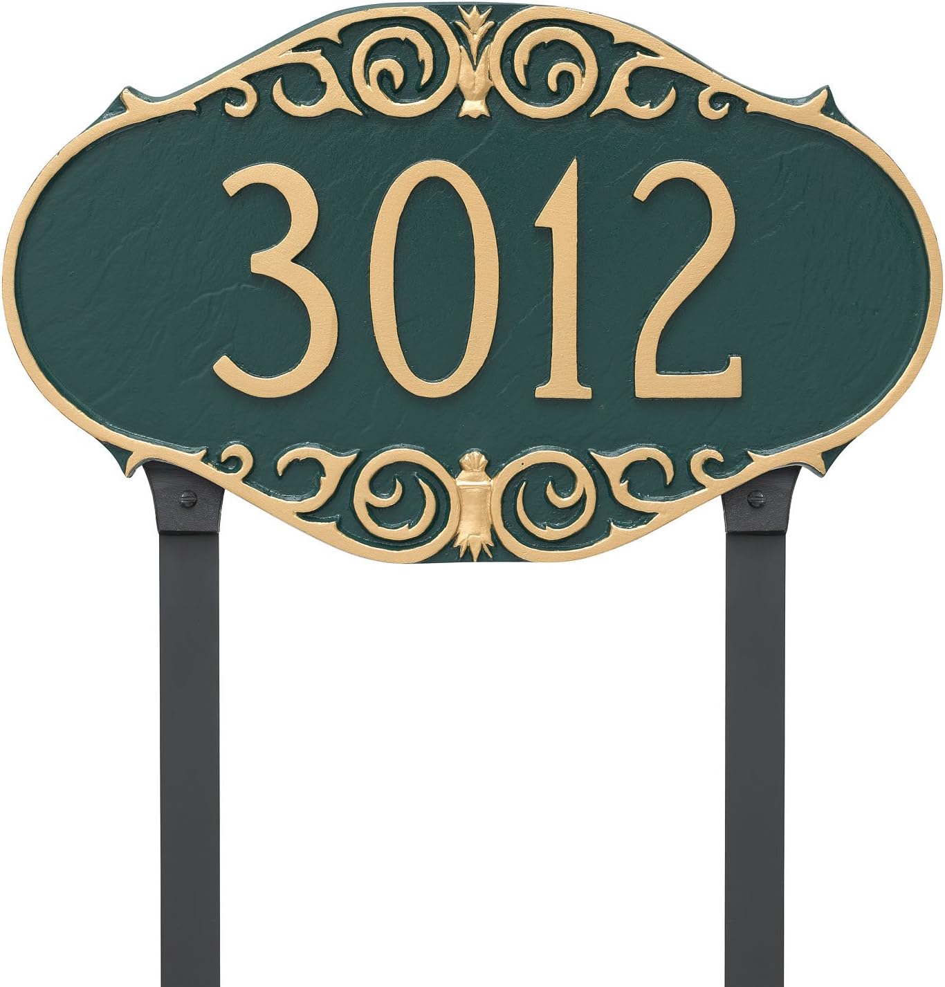 Address Signs - Montague Metal Victorian Address Sign Plaque with Lawn Stakes, 9.5