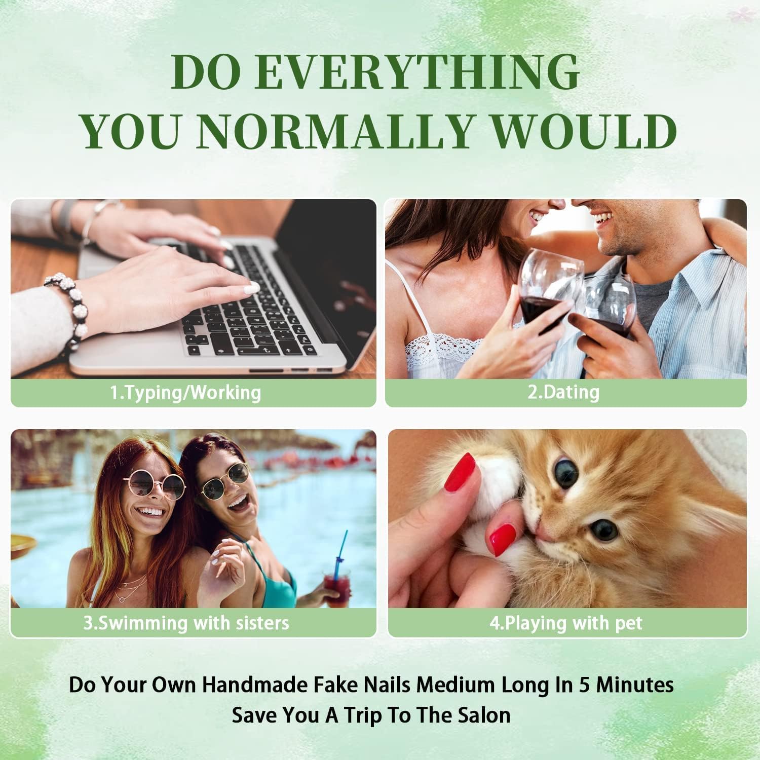 Hot Pink Press On Nails Medium Long Square, Xcreando Medium Coffin Nails Acrylic Press ons Glue on Nails Long Length, Solid Color Fake Nail for Women, Natural Thick Artificial Nail Stick on, Neon Pink - Image 6