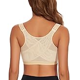 choolley Front Closure Posture Corrector Bras for Women Full Coverage Wireless Minimizer Back Support Bra