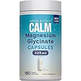 Natural Vitality Calm, Magnesium Glycinate Supports Bone, Muscle, Heart, & Nerve Health, Non-GMO, Vegan, Gluten Free 180ct