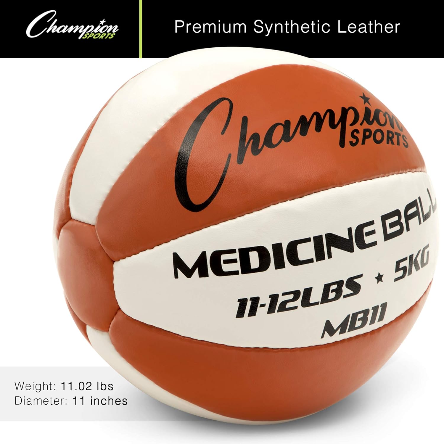 Champion Sports Exercise Medicine Balls, 11-12 lbs, Leather with No-Slip Grip - Weighted Med Ball Set for Weight Training, Stability, Plyometrics, Cross Training, Core Strength - Heavy Workout Ball : Medicine Ball Set : Sports & Outdoors