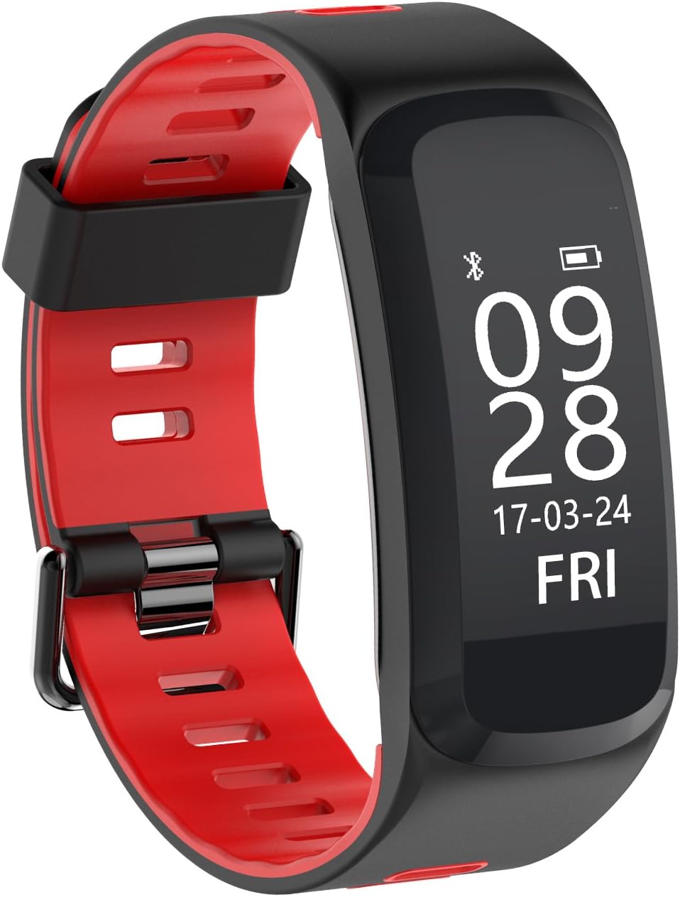 HTSmart Sport Fitness Tracker IP68 Waterproof Smart Bracelet with Pedometer Step Counter Watch and Sleep Monitor Calorie Counter Weather Watch Activity Tracker for Android and iOS (Red)