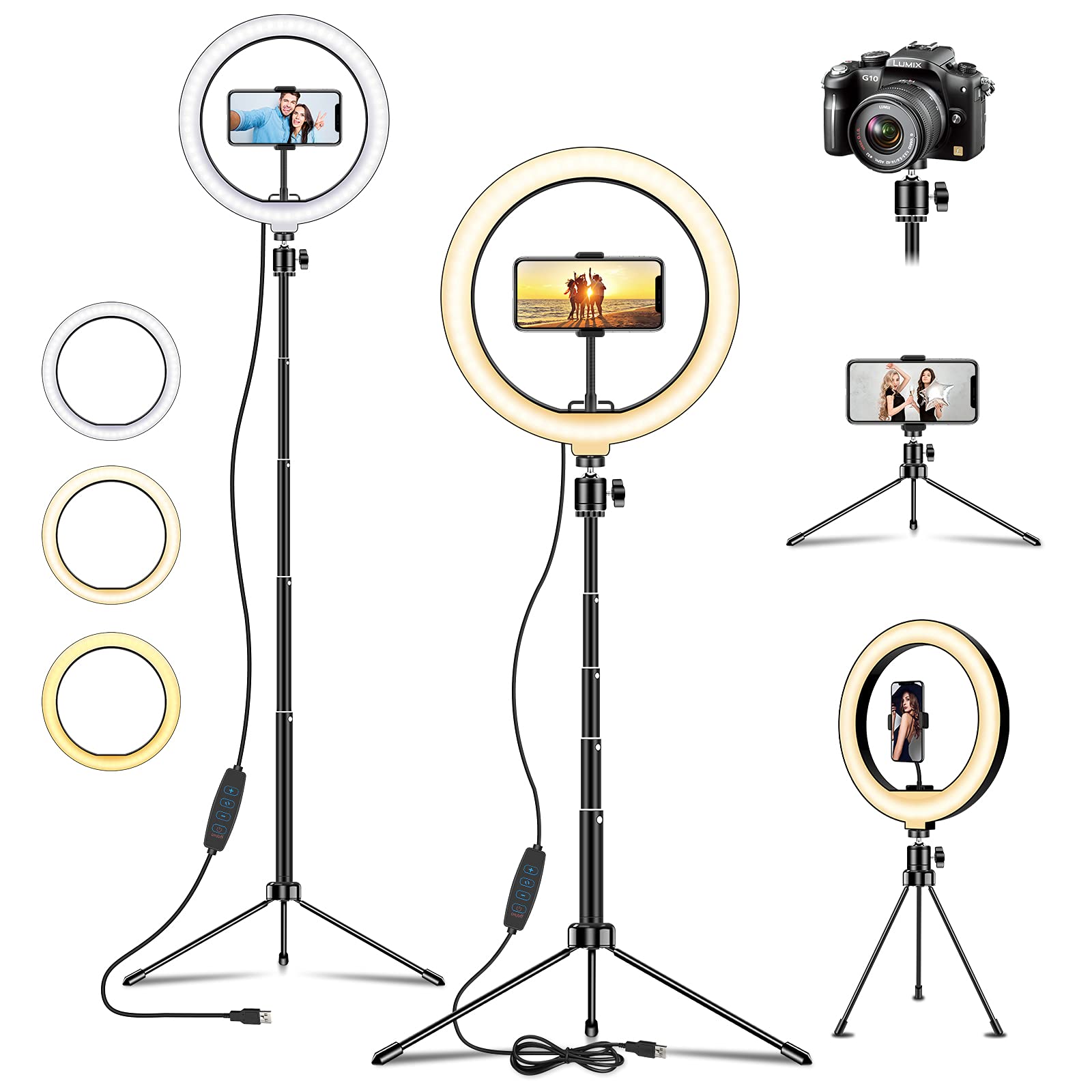 Selfie Stick Tripod&Floor Ring Light&Head Torch Rechargeable (ACR-RingLight04)