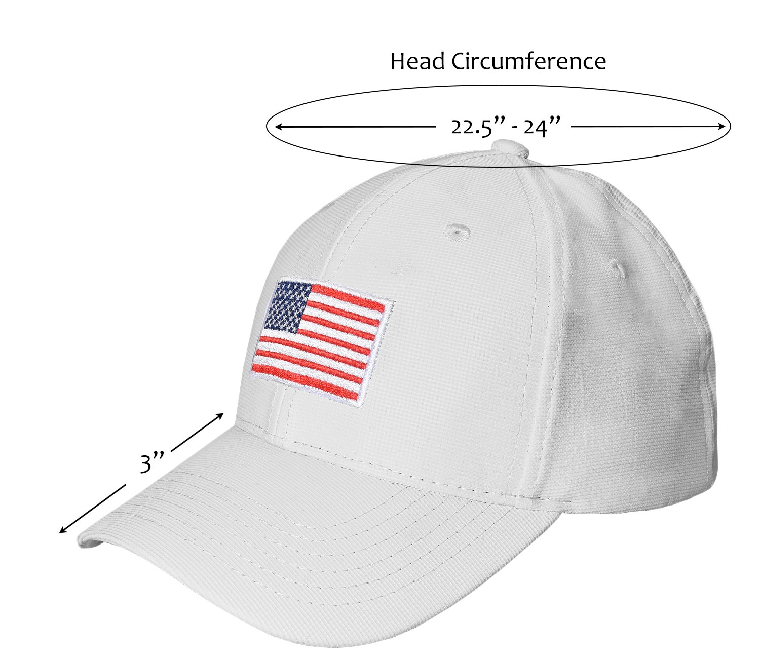 Tirrinia Unisex American Flag Embroidered Baseball Cap Adjustable Sports Golf Cap White