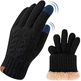 OMECHY Winter Gloves for Men Cold Weather Warm Touch Screen Knit Lining Thermal Elastic Mittens for Running Driving
