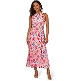 Adrianna Papell Womens Floral Chiffon Halter Dress