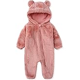 Newborn Baby Snowsuit Fleece Lined Onesie Outfits Warm Hooded Romper for Infant