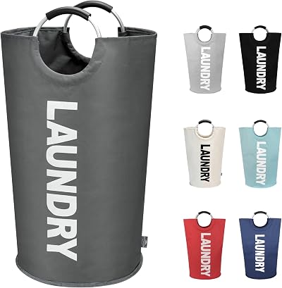 DOKEHOM 90L Large Collapsible Laundry Basket Freestanding Tall Hamper Dark Grey