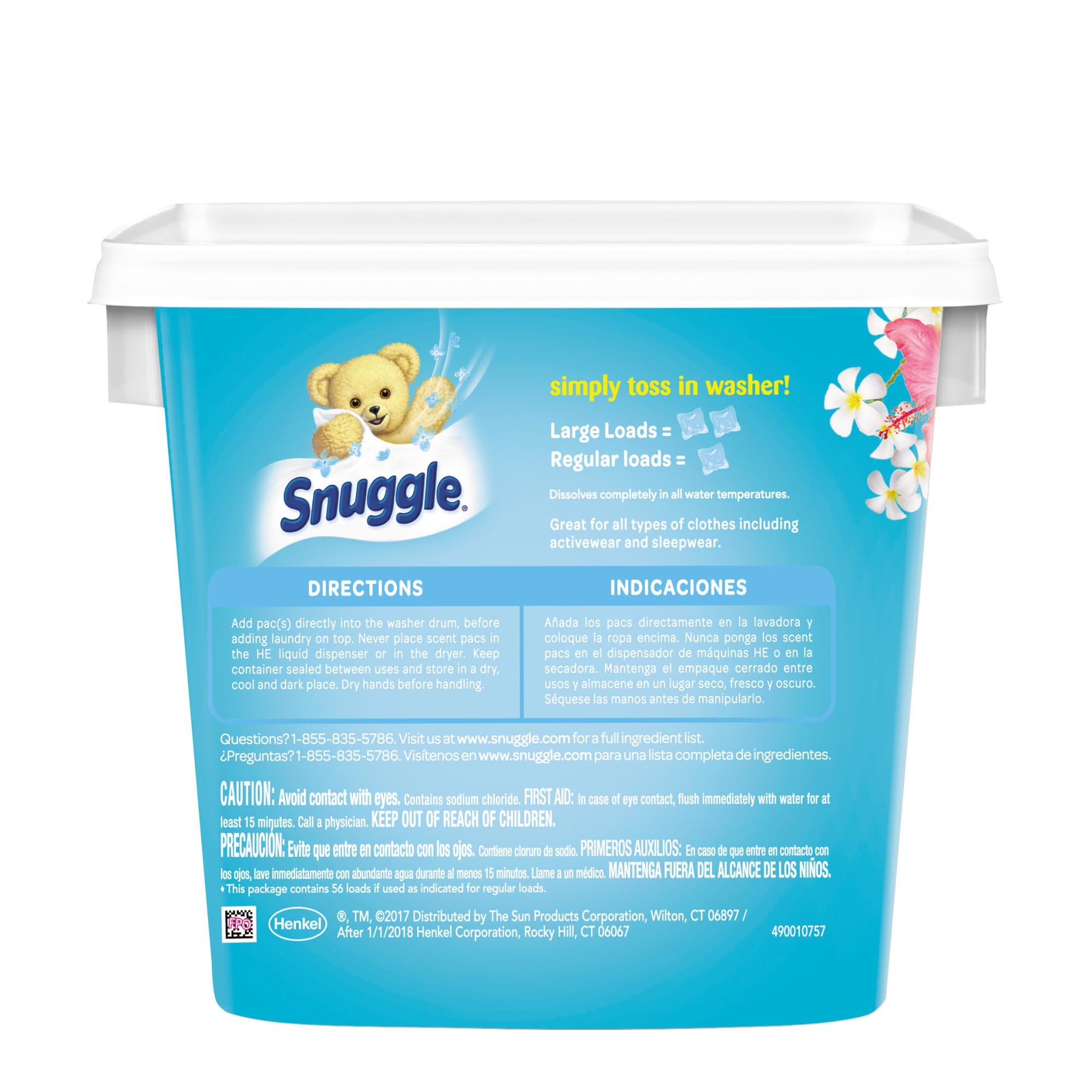 Snuggle Exhilarations in Wash Laundry Scent Booster Pacs, Island Hibiscus and Rainflower, 56 Count