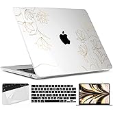 TWOLSKOO for M4 MacBook Air 13.6 inch Case 2025-2022 Release M4 A3240 M3 A3113 M2 A2681, Plastic Hard Shell & Screen Protector & Keyboard Cover & Trackpad Film, Florals X449