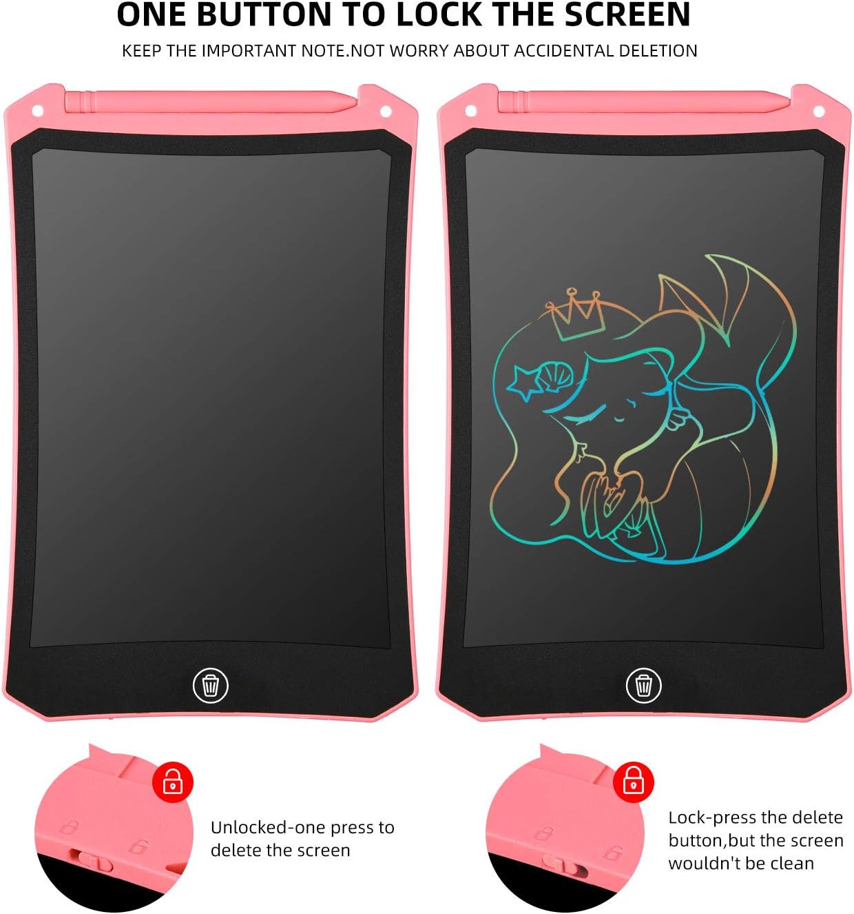 Newest LCD Writing Tablet, Electronic Digital Writing &Colorful Screen Doodle Board, Cimetech 8.5-Inch Handwriting Paper Drawing Tablet Gift for Kids and Adults at Home,School and Office (Pink): Computers & Accessories
