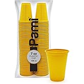 PAMI 100-Pack 7oz Yellow Disposable Cups Plastic Cups for Parties, Bpa-Free, Ideal for Cold Drinks