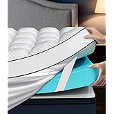 Panyu Dual Layer 4 Inch Memory Foam Mattress Topper King Size, 2" Cooling Gel Memory Foam & 2" Pillow Top, Mattress Pad Cover for Back Pain Relief, CertiPUR-US Certified, Deep Pocket Fits 21", White