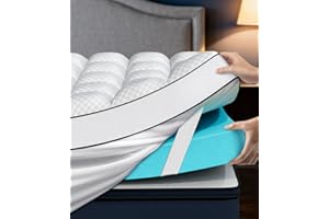 Panyu Dual Layer 4 Inch Memory Foam Mattress Topper Queen Size, 2" Cooling Gel Memory Foam & 2" Pillow Top Bed Topper, CertiPUR-US Mattress Cover for Pressure Relief, 21" Deep Pocket, White