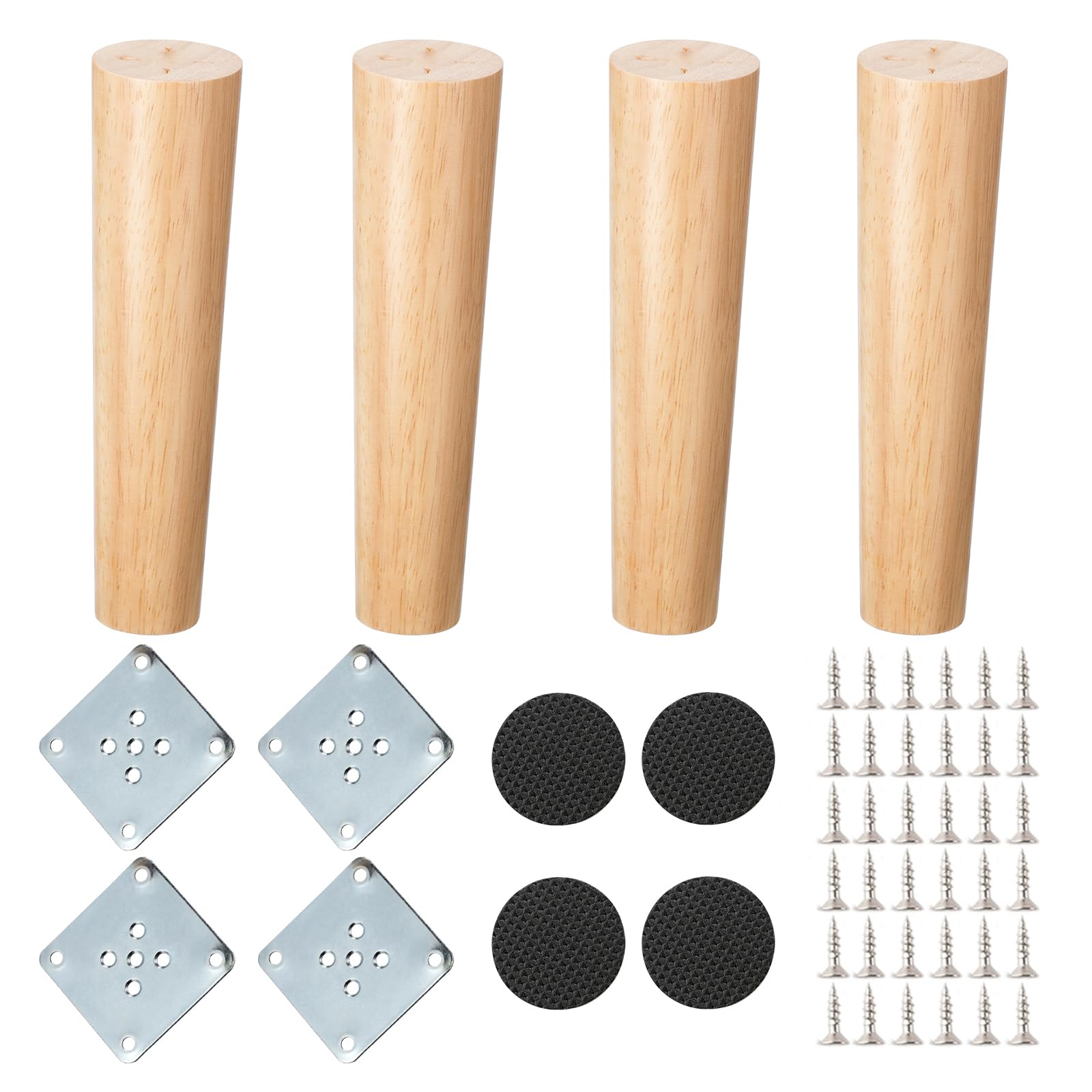 NAKUPENDA Furniture Feet Wooden Set of 4 Sofa Feet Wooden Furniture Legs Straight Tapered Replacement Furniture Feet for Sofa TV Cabinet Bed Couch Chair Tea Cabinet (20 cm Height)