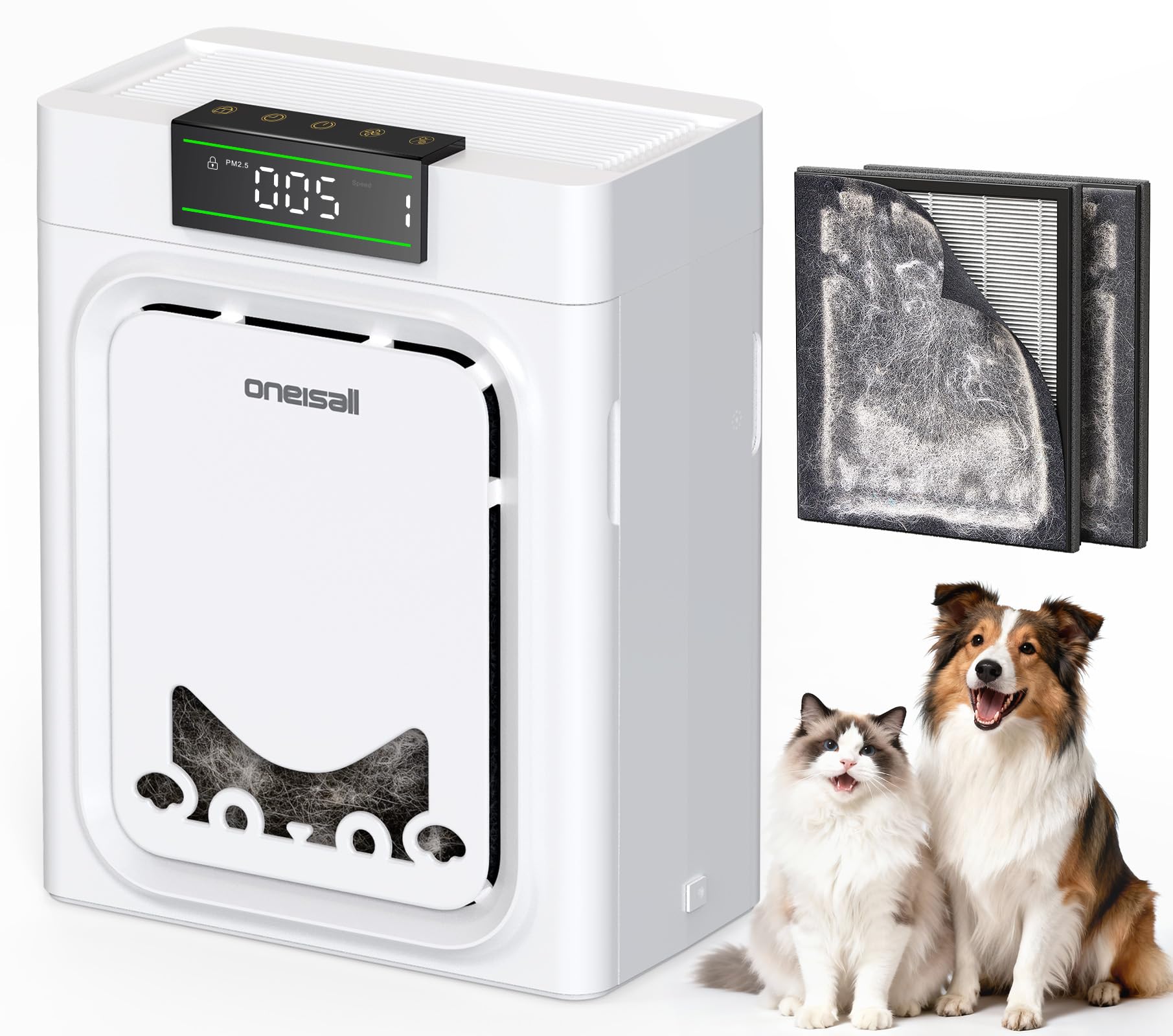 Photo 1 of oneisall Air Purifiers for Home Pets with Double-Sided HEPA Washable Filters,Large Room Up To 2200Ft²,Air Purifier for Pet Hairs,Dander Odor Allergies Pollutant Smoke Dust,PP02