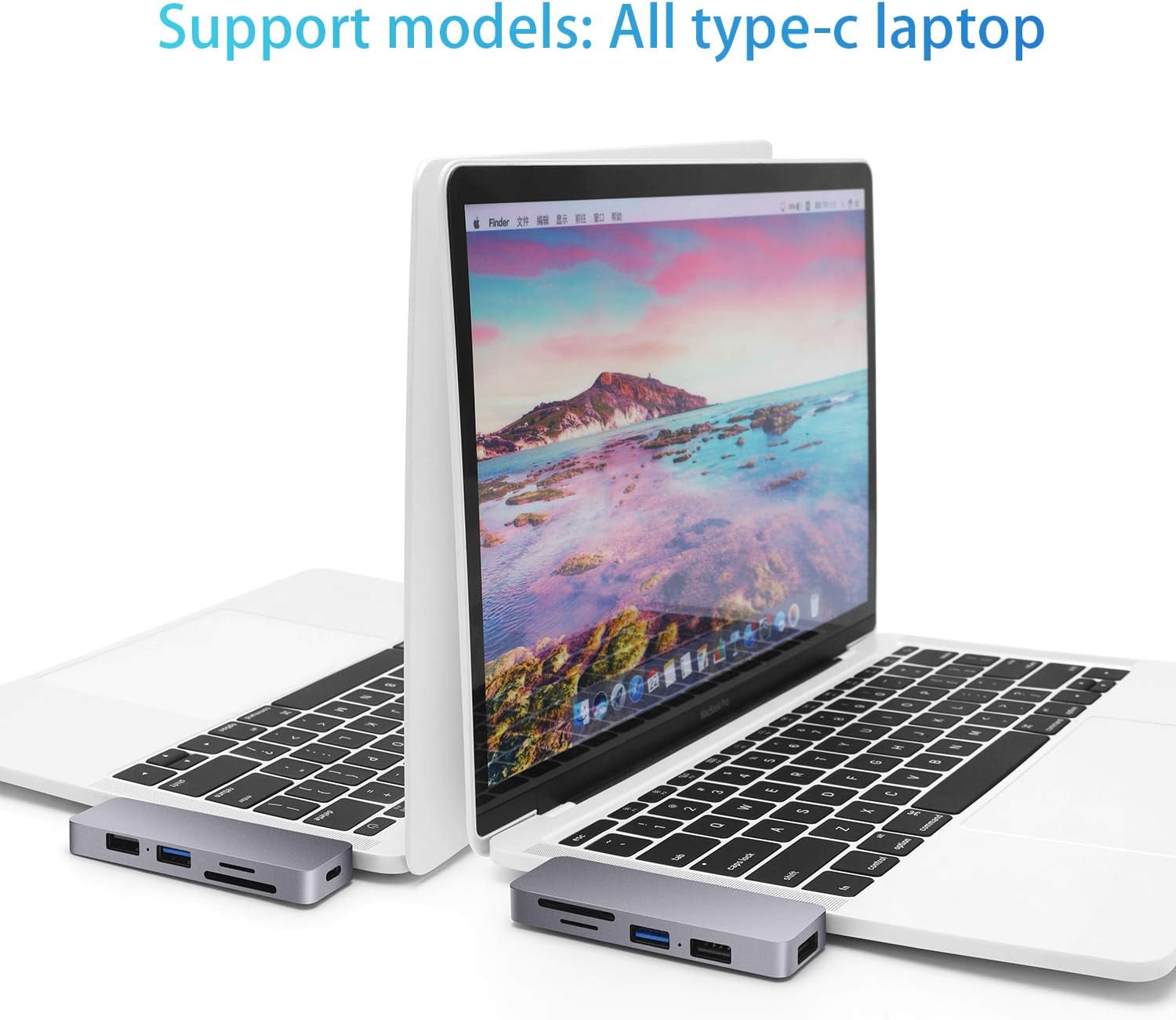 USB C Hub for MacBook,6-in-1 Type C Hub Adapter for Laptop with USB 3.0/2.0, 87W Small USB Hub for Laptop Powered Delivery, TF/SD Card Reader Compatible for MacBook Pro, XPS More Type C Devices: Electronics