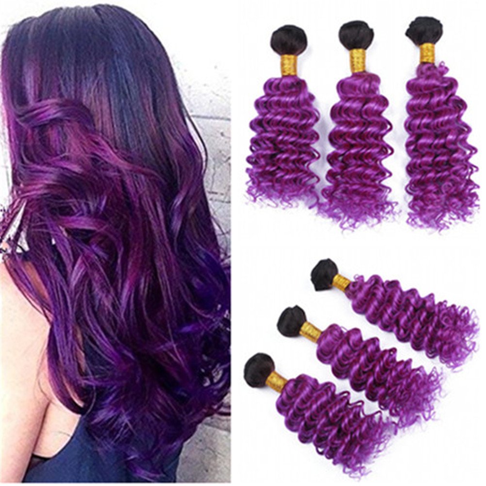 Amazon Com Tony Beauty Hair Deep Wave Ombre Purple Virgin