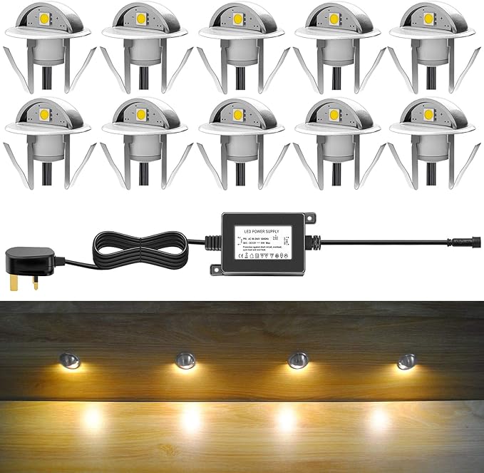 Pack of 10 x Led Deck Lights Eyelid Step Lights Recessed Outdoor