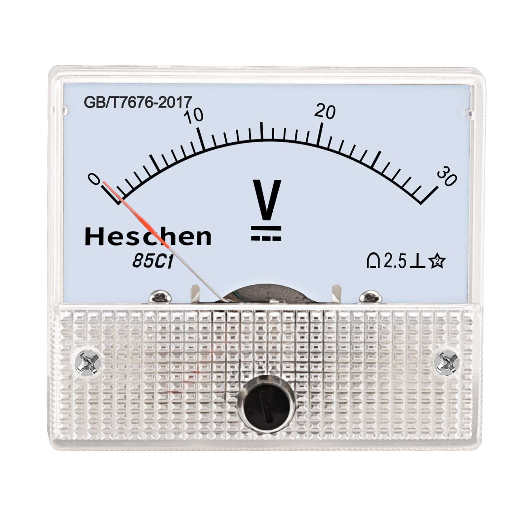 Heschen 85C1-30V Rectangle Panel Mounted Voltage Meter Voltmeter Tester, DC 0-30V, Class 2.5, White