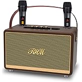 RHM S8 Karaoke Machine, Support 3 Mics & Bass/Treble/Echo/Alto Adjustment, 6 Music Modes, 8H Playtime, Support Bluetooth/TWS/FM/AUX/TF Card/USB/PC for Indoor & Outdoor