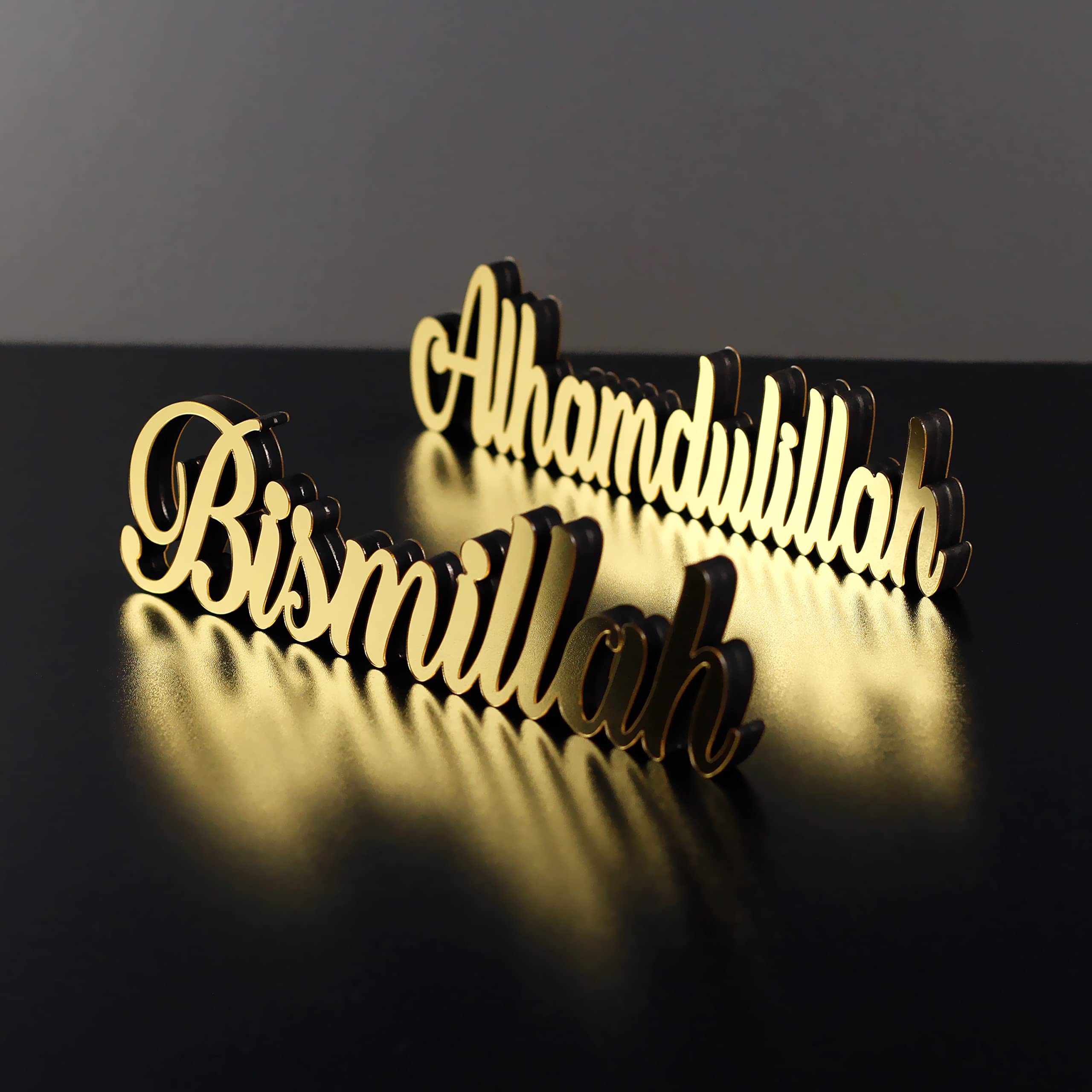iwa concept Bismillah-Alhamdulillah Gold | Home Decor or Islamic Decor for Table or Shelves | Home Decorations for Ramadan Gifts | Eid Decorations | Islamic Ramadan Gift | Islamic Table Decor