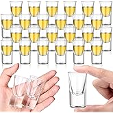 Teecyhooo 24 Pcs 0.5oz/15ml Mini Shot Glass Set with Heavy Base, Clear Cute Whiskey Glasses Cups Small Bulk Wine Cup for Wine Tasting, Vodka Liqueurs Tequila Soju Espressos (Bullet)
